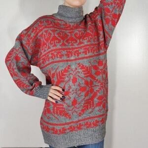 Vintage Jr. Priorities soft knit sweater red gray size S